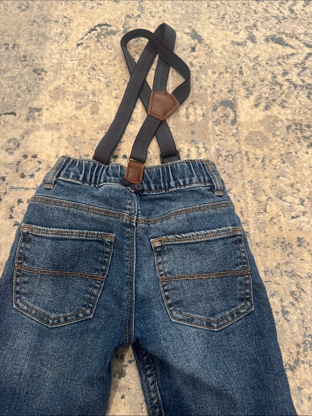 OshKosh B'gosh Denim Jeans with Navy Elastic Suspenders